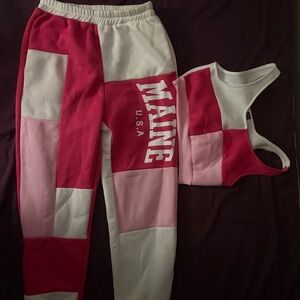 Red and Pink Patchwork Sweat Set